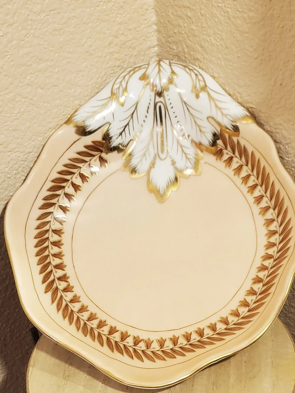 Decorative Elegant Plate/Functional/ Collectible. Cream and Gold By Andrea Shell